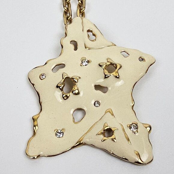 FO Fernando Originals Cream Enamel Star Pendant Necklace Abstract Haute Couture - Picture 13 of 15